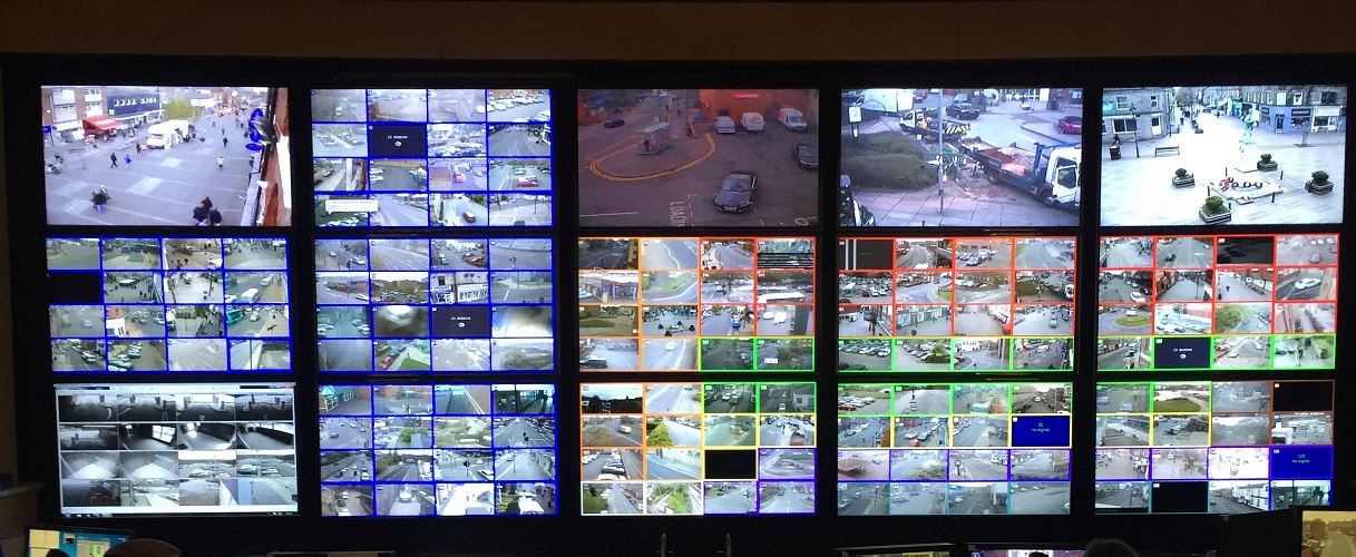 Security control room monitor wall